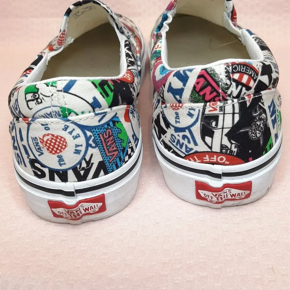 Vans Off The Wall Slip-On Shoes Multicolor Men Size 8.5 Stickers Skateboard - Picture 5 of 9